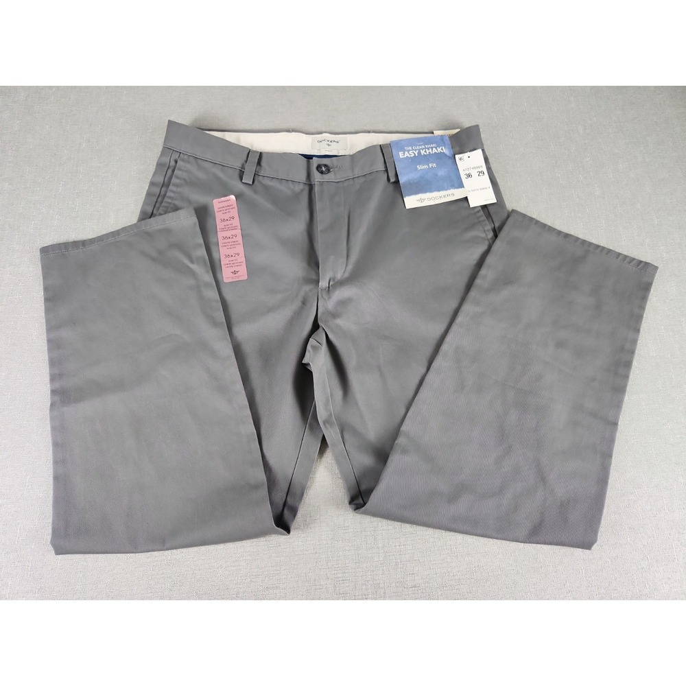 NWT Dockers Easy Khaki Slim Fit Men's 36x29 Office Stretch Gray City Minimalist